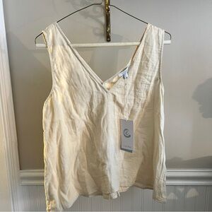 Johnny Was Calme Gauze Lightweight Cotton Drape Tank Top, Ecru, NWT, Small